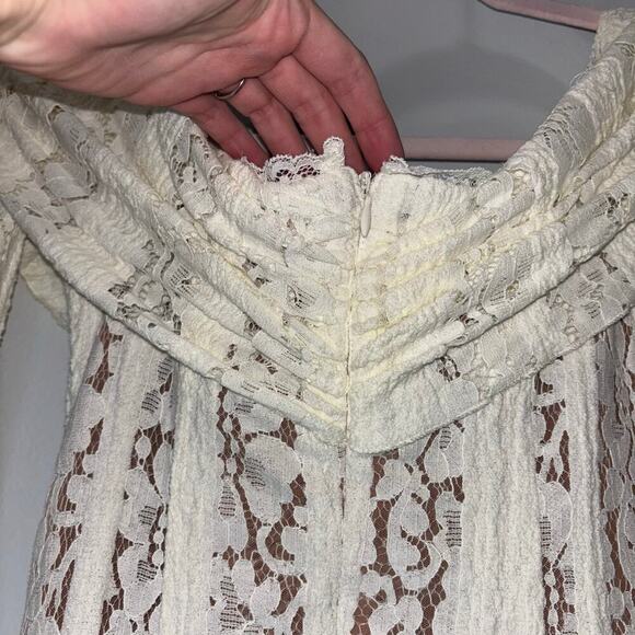 NWT Angel Lane Georgette Ivory Lace Maxi Dress - Size Large- Bridal Dress - Picture 8 of 15